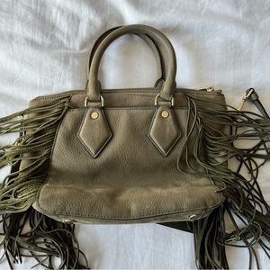 Diane Von Furstenberg Green Suede Fringe Handbag